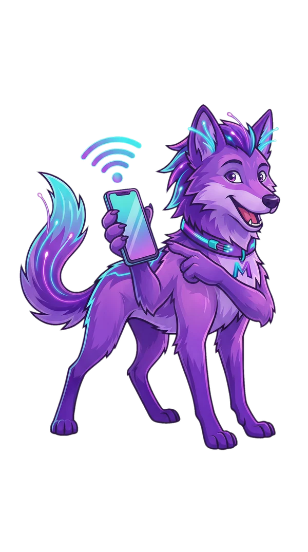 Guará Roxo com celular 5G